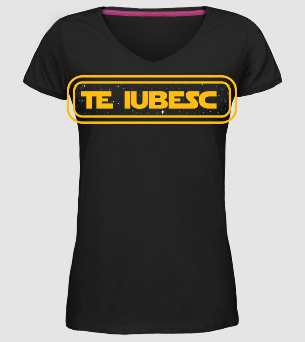 Starwars couple shirt model negru pe tricou