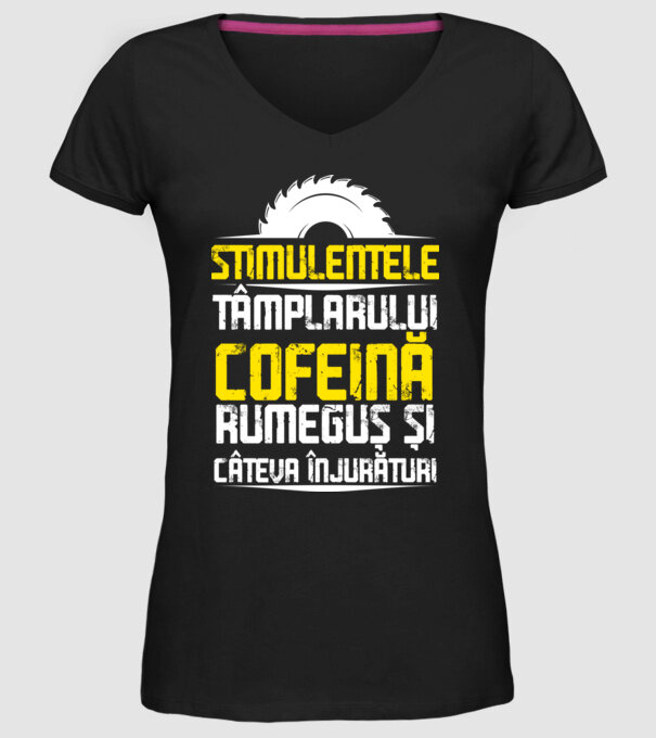 stimulentele tâmplarului: cofeină, rumeguș și câteva înjurături model negru pe tricou