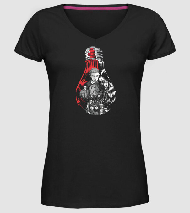 stranger things bulb model negru pe tricou
