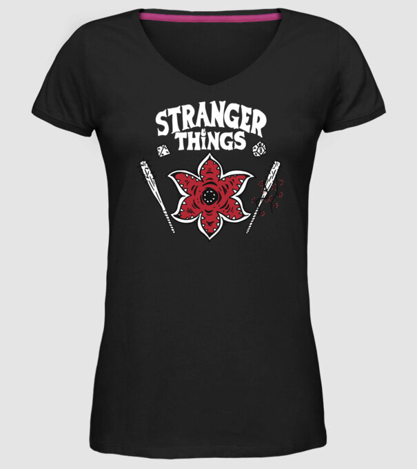stranger things demogorgon head model negru pe tricou