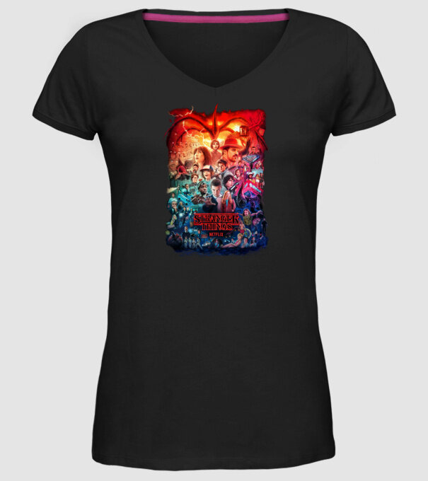 stranger things tribute poster2 model negru pe tricou
