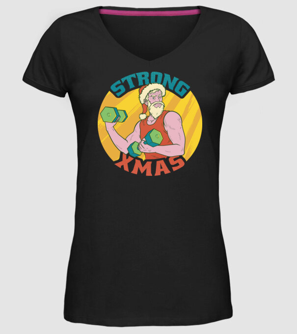strong xmas model negru pe tricou