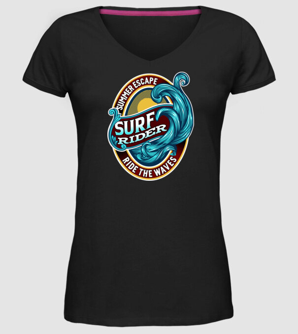Summer Escape model negru pe tricou