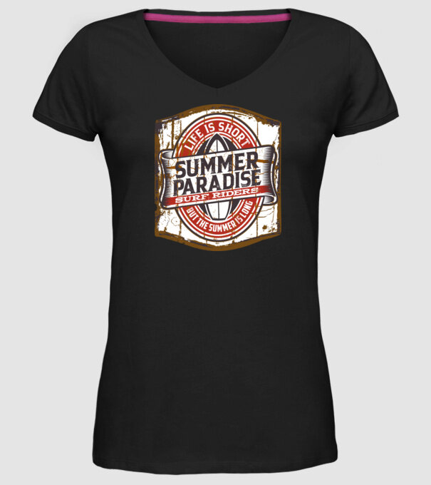 Summer Paradise model negru pe tricou