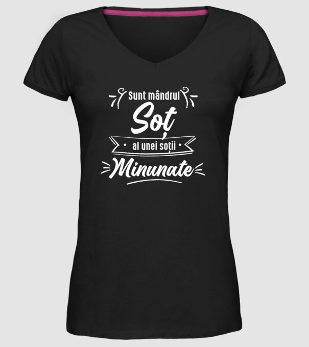 Sunt mândrul soț al unei soții minunate model negru pe tricou