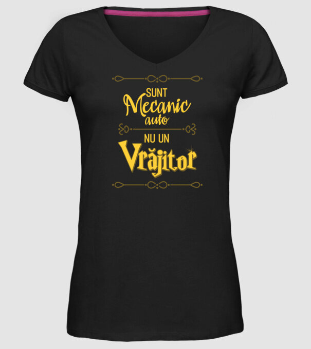 Sunt mecanic auto, nu un vrăjitor model negru pe tricou