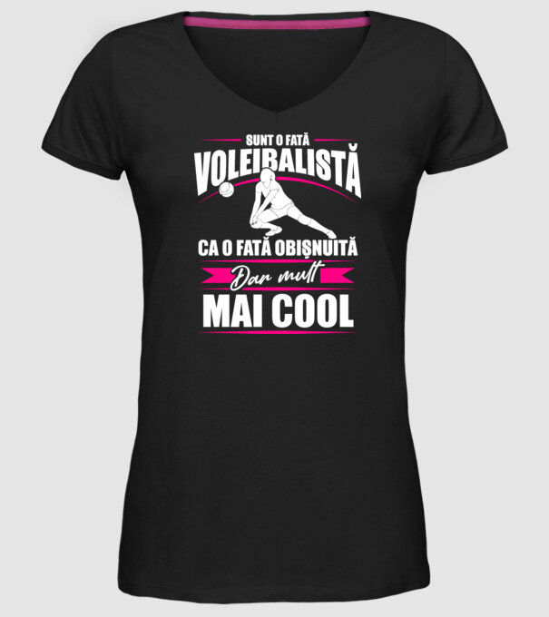 sunt o fată voleibalistă, ca o fată obișnuită, dar mult mai cool model negru pe tricou