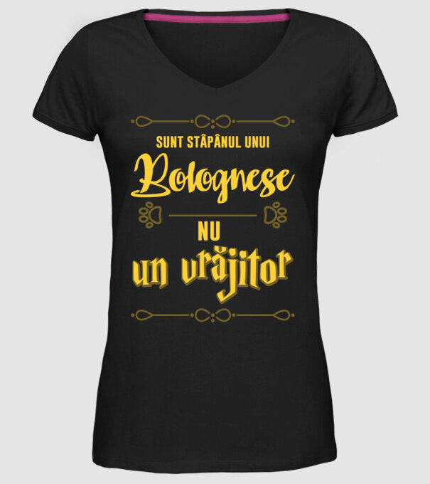 sunt stăpânul unui bolognese, nu un vrăjitor model negru pe tricou