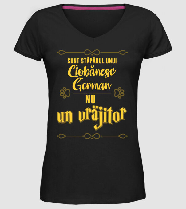 sunt stăpânul unui ciobănesc german, nu un vrăjitor model negru pe tricou