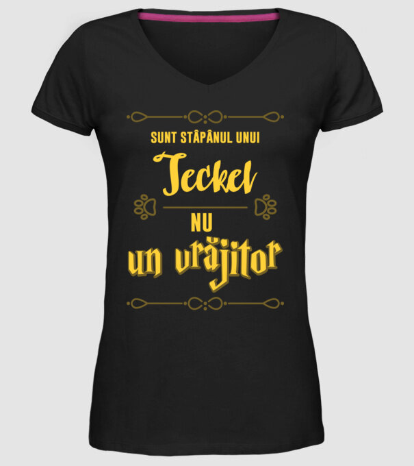 sunt stăpânul unui teckel, nu un vrăjitor model negru pe tricou