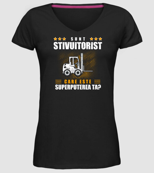 Sunt stivuitorist, care este superputerea ta model negru pe tricou