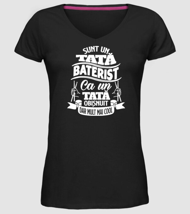Sunt un tată baterist, ca un tată obișnuit, dar mult mai cool model negru pe tricou