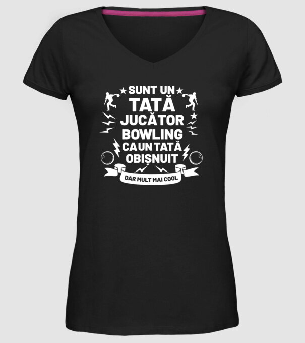 sunt un tată jucător bowling, ca un tată obișnuit, dar mult mai cool model negru pe tricou