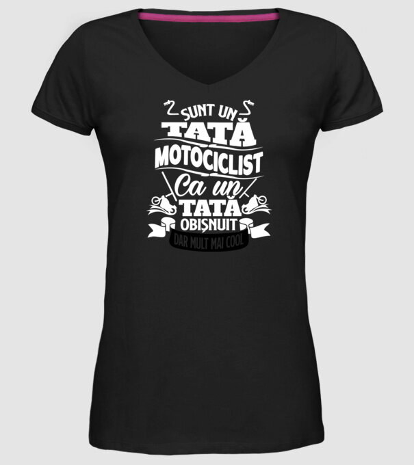 Sunt un tată motociclist, ca un tată obișnuit, dar mult mai cool model negru pe tricou