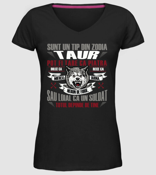 Sunt un tip din zodia Taur model negru pe tricou