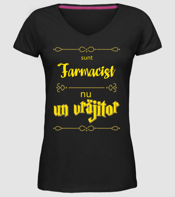 Sunt farmacist, nu un vrăjitor model negru pe tricou