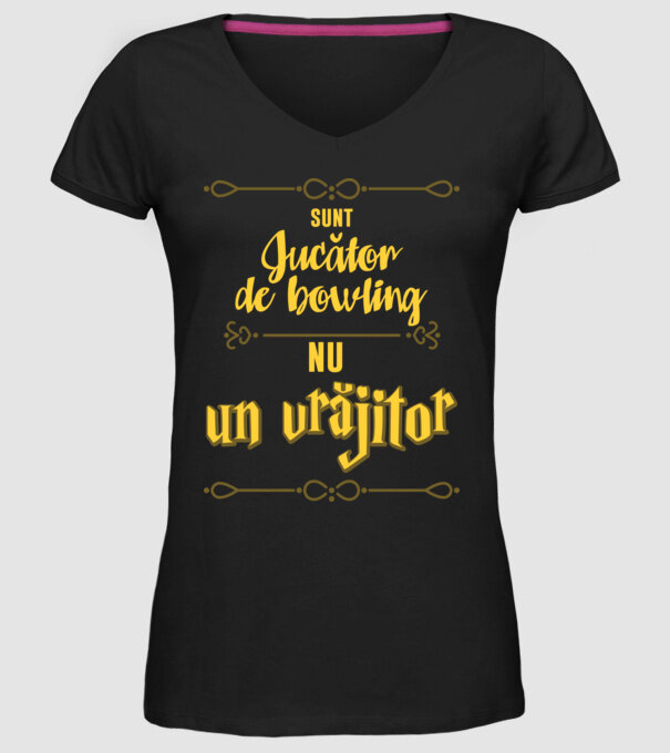 Sunt jucător de bowling, nu un magician model negru pe tricou
