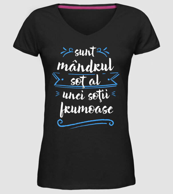 sunt mândrul soț al unei soții frumoase model negru pe tricou