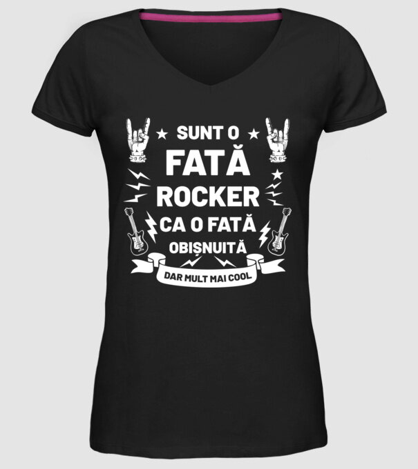 Sunt o fată rocker, ca o fată obișnuită, dar mult mai cool model negru pe tricou