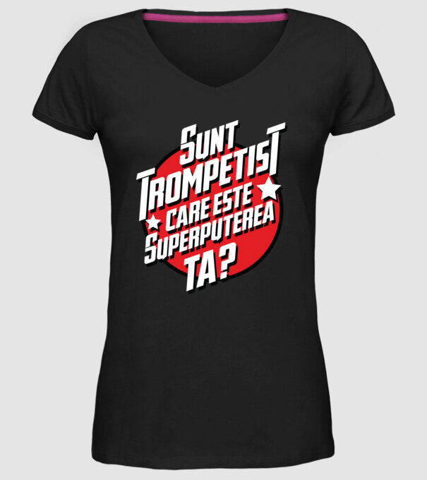 sunt trompetist, care este superputerea ta? model negru pe tricou