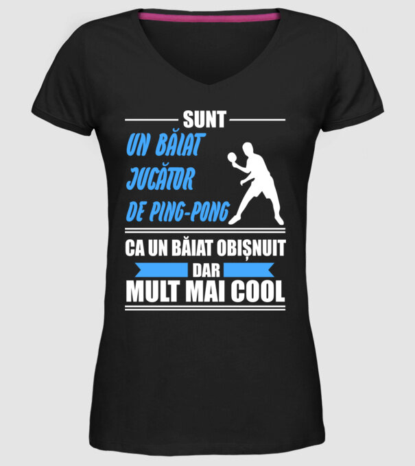 sunt un băiat jucător ping-pong, ca un băiat obișnuit, dar mult mai cool model negru pe tricou