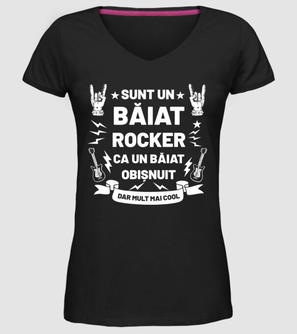 Sunt un băiat rocker, ca un băiat obișnuit, dar mult mai cool model negru pe tricou
