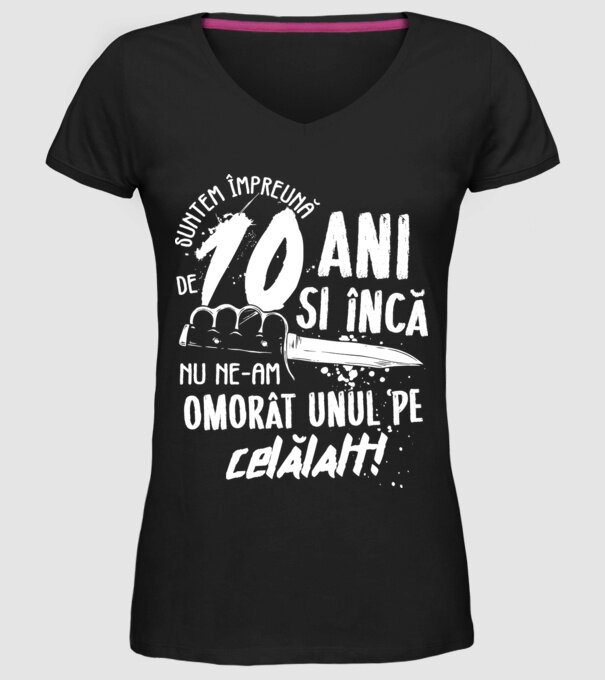 Suntem împreună de 10 ani model negru pe tricou