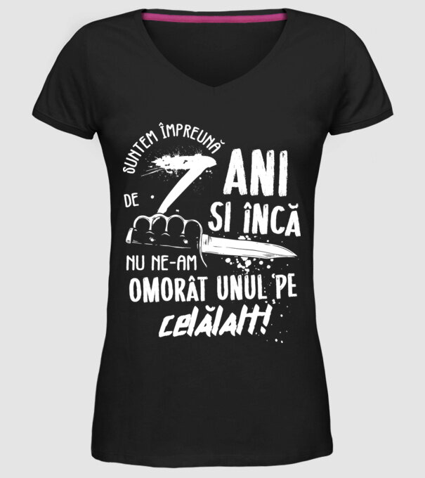 Suntem împreună de 7 ani model negru pe tricou