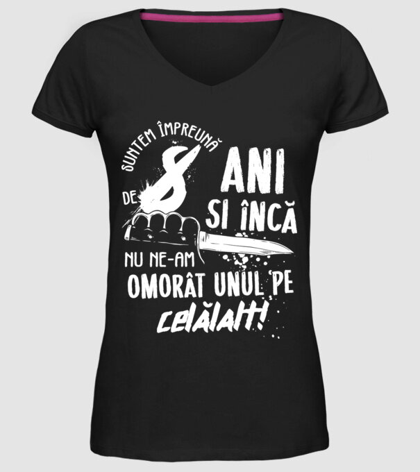 Suntem împreună de 8 ani model negru pe tricou