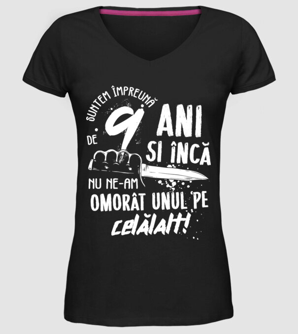 Suntem împreună de 9 ani model negru pe tricou