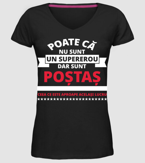 Supererou poştaş model negru pe tricou
