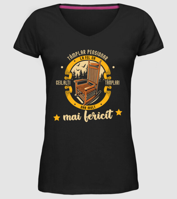 TÂMPLAR pensionar - la fel ca ceilalți tâmplari, dar mult mai fericit model negru pe tricou
