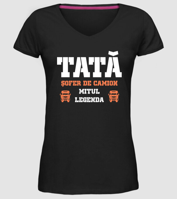 tată, șofer de camion, mitul, legenda model negru pe tricou