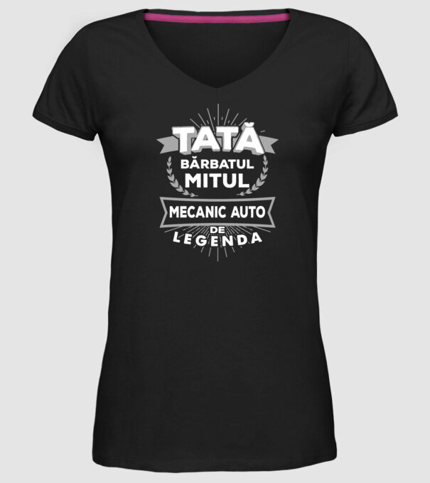 Tată - bărbatul, mitul, mecanic auto de legendă model negru pe tricou