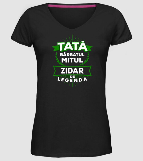 Tată - bărbatul, mitul, zidar de legendă model negru pe tricou