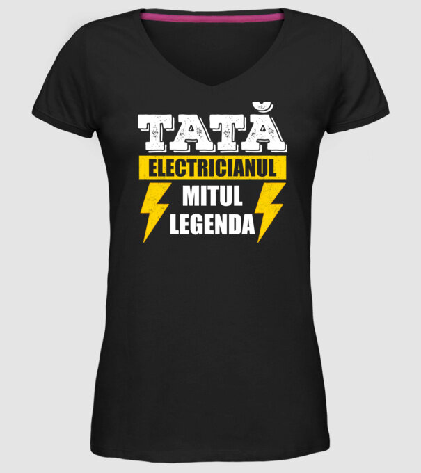 Tată - Electricianul, Mitul, Legenda model negru pe tricou