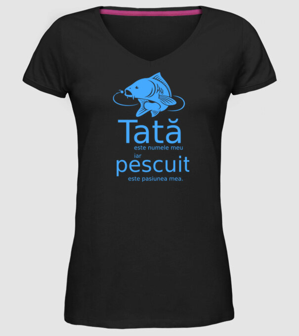 Tată este numele meu, iar pescuitul este pasiunea mea model negru pe tricou