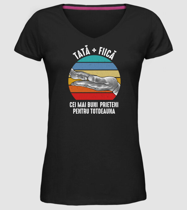Tată - fiică Cei mai buni prieteni pentru totdeauna model negru pe tricou