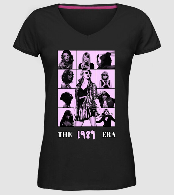 Taylor Swift ERAS lilac model negru pe tricou