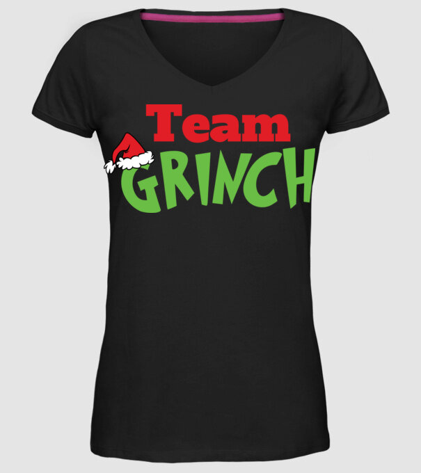 Team Grinch model negru pe tricou