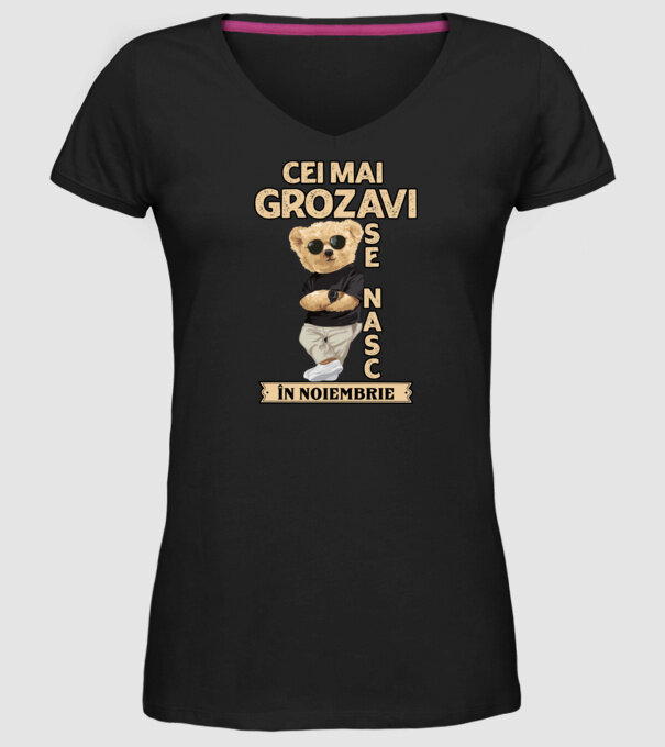 Teddy cel cool noiembrie model negru pe tricou