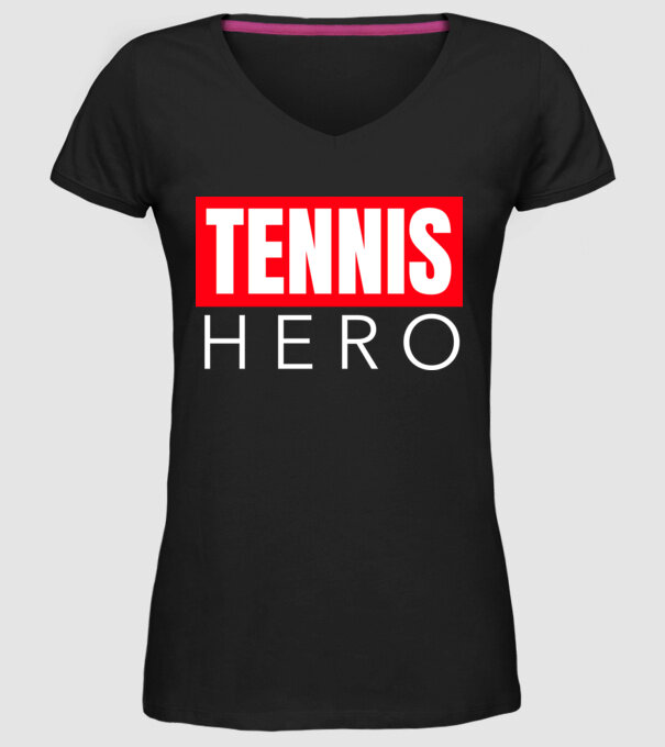 TENNIS HERO model negru pe tricou