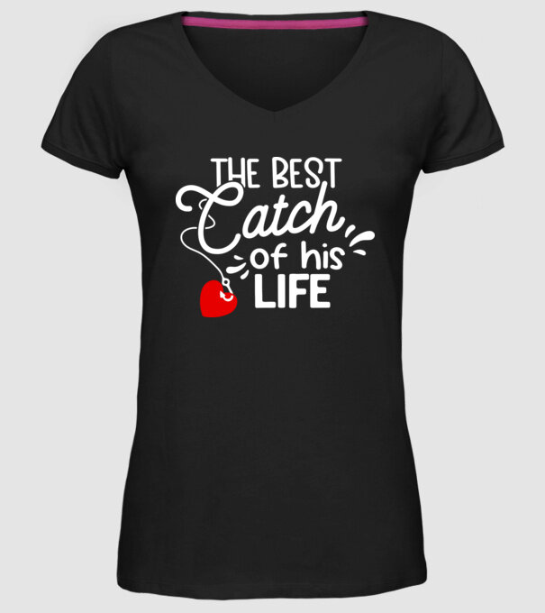 The best catch fehér model negru pe tricou