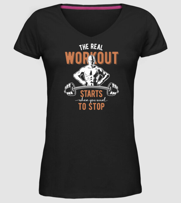 The Real Workout model negru pe tricou