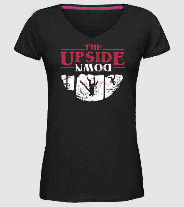 the upside down logo model negru pe tricou