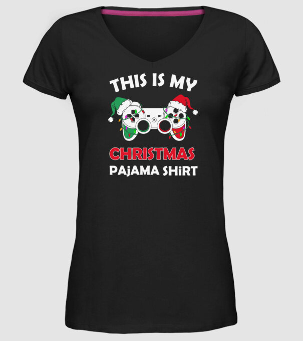 This is my christmas pajama model negru pe tricou