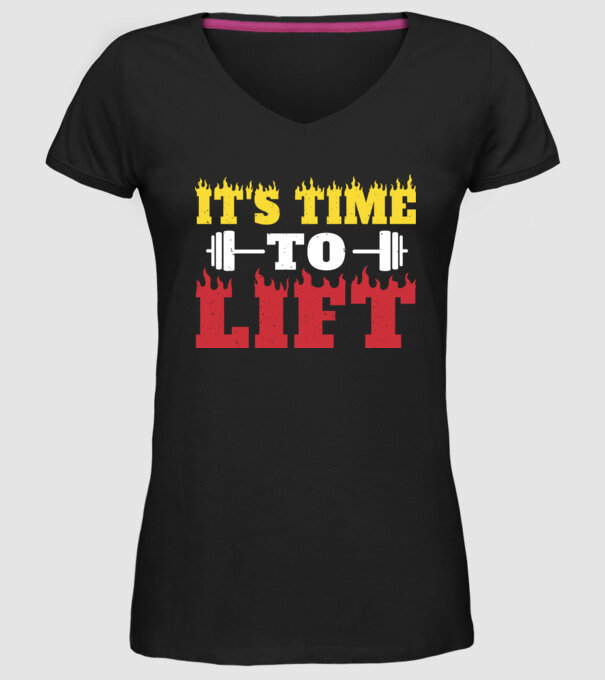 Time to lift model negru pe tricou