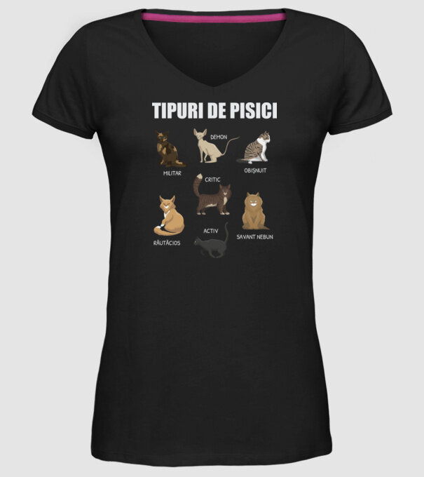 Tipuri de pisici model negru pe tricou