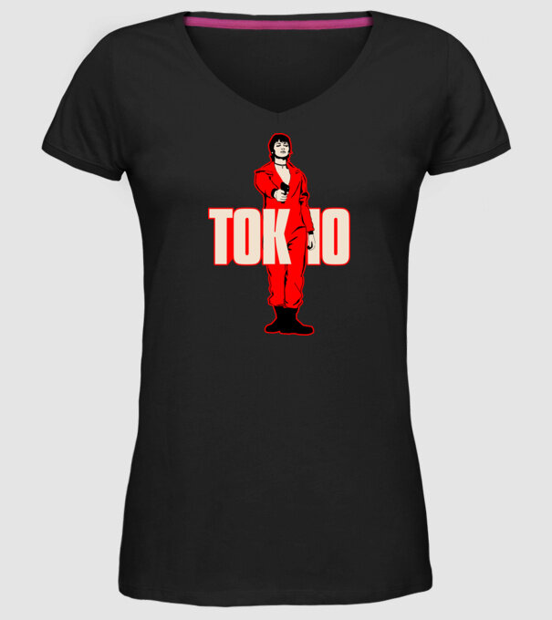 tokyo la casa de papel model negru pe tricou