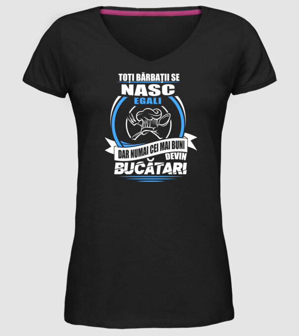 Toți bărbații se nasc egali bucătari model negru pe tricou